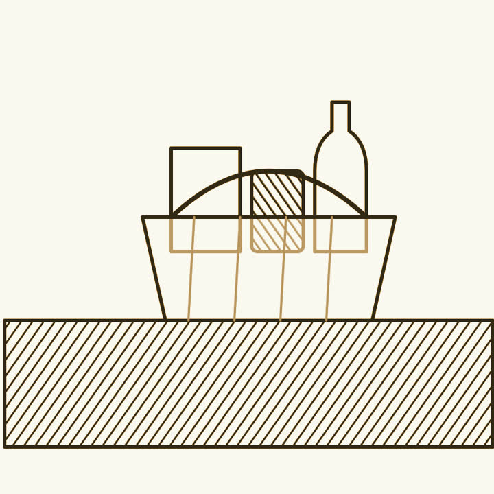 A shopping basket of groceries on a checkout counter