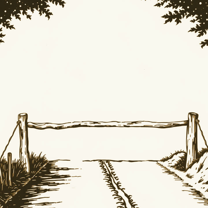 A wooden barrier closing off the entrance to a road