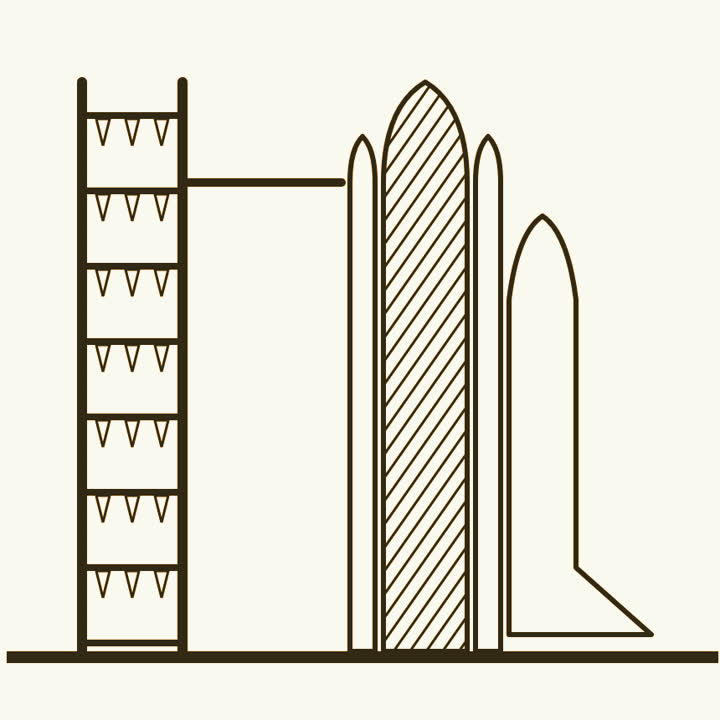 A space shuttle on a frosty launch pad with icicles hanging from the tower