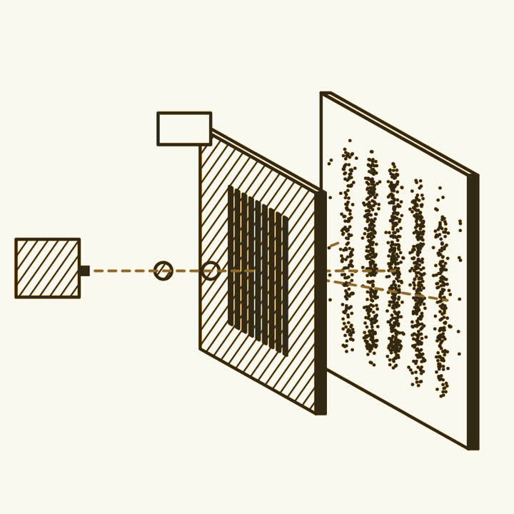 An oven, a fine grating and a panel where large molecules have built up clear bands