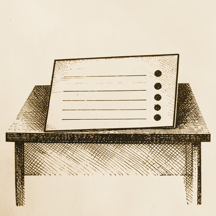 A school report card lying on a desk, with a column of marks down one side