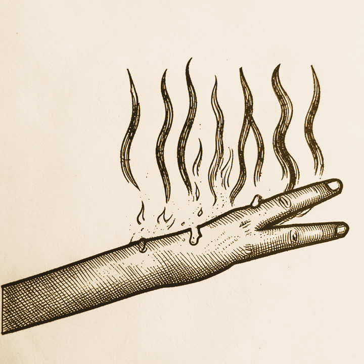 A wet hand with wavy lines of heat rising from it as it dries