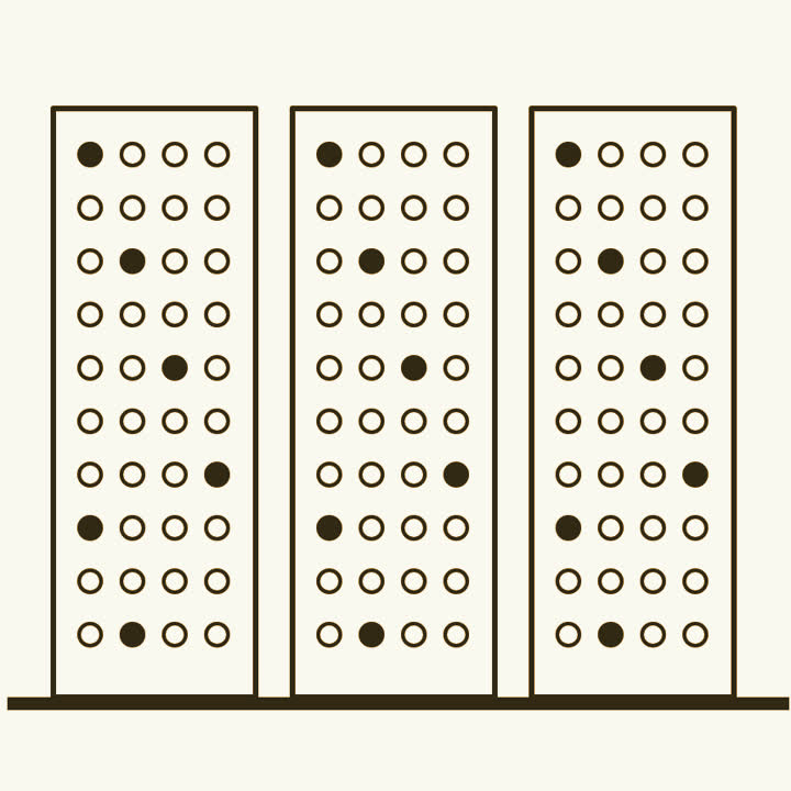 Tall racks of relay machinery with rows of small indicator lamps