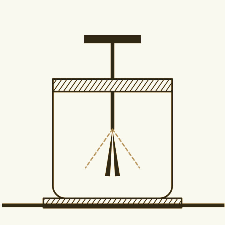 A glass jar electroscope with its two thin leaves drooping together