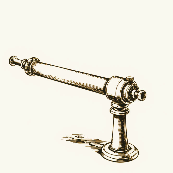 An old brass telescope turned to look through the wrong end