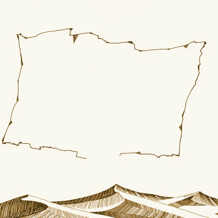 A vast sheet of parchment sprawled across desert dunes, torn at the edges