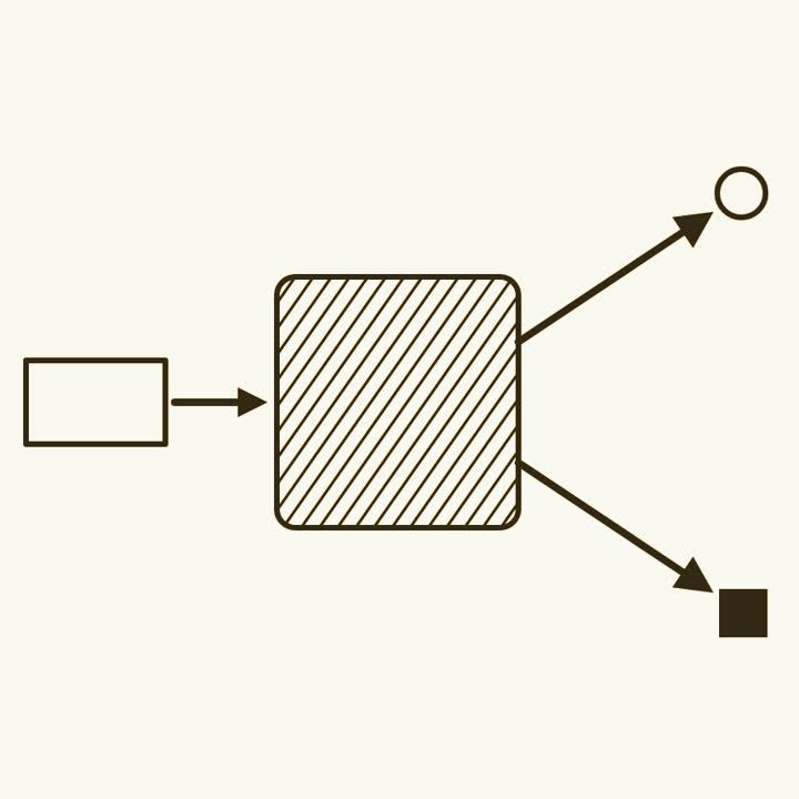 A machine box with a slip of paper going in and two separate paths coming out